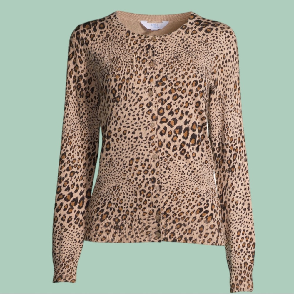 Unique Ribbed Hem Leopard Print Button Up Cardiga… - image 8